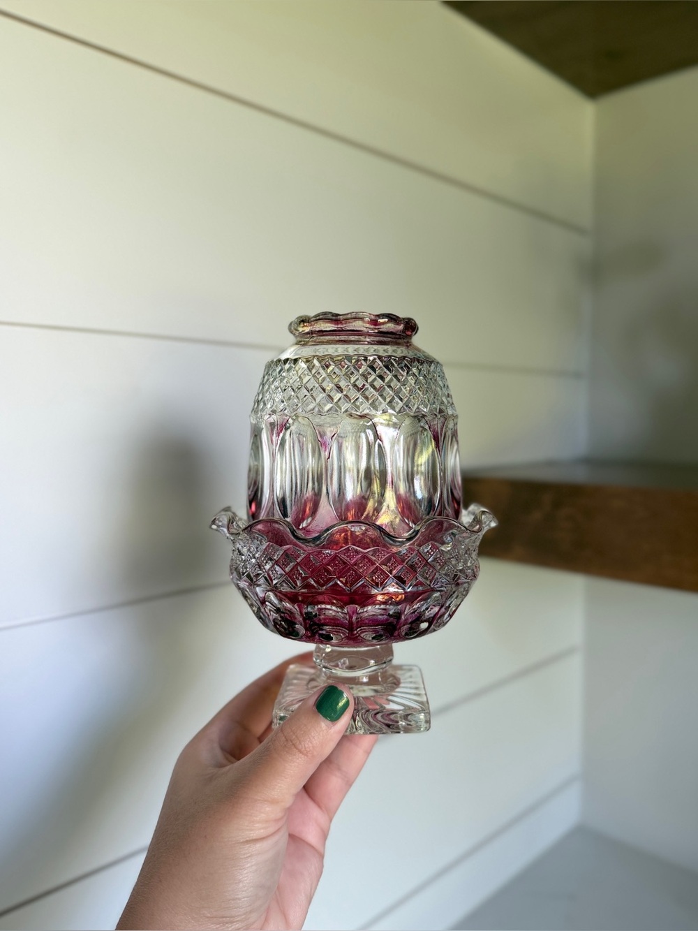 VTG Westmoreland Wakefield Ruby Flashed Fairy Lamp!